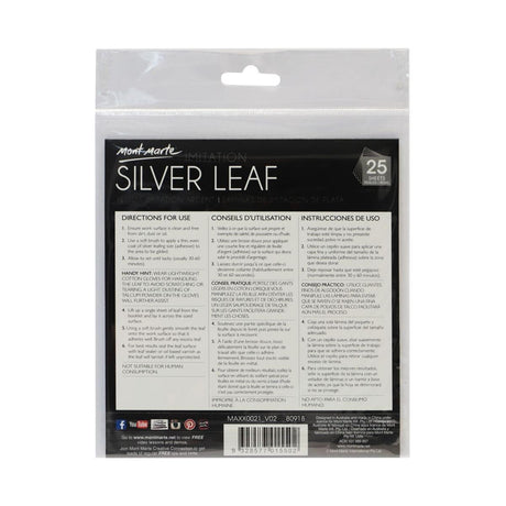 Mont Marte Imitation Silver Leaf 14x14cm 25 Sheet/Set - Glowish