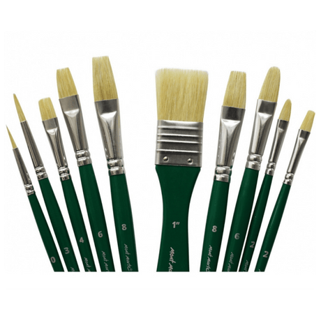 Oil Brush Set 11pcs in Wallet Hog Bristles Brushes Acrylic Painting - Glowish