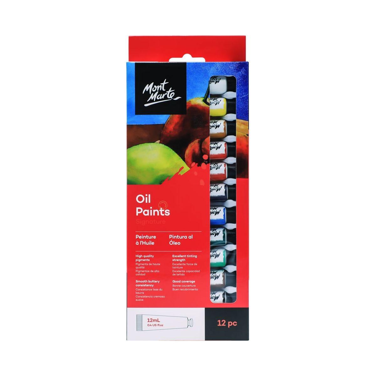 Oil Paints Signature 12pcs x 12ml (0.4oz) - Mont Marte - Glowish