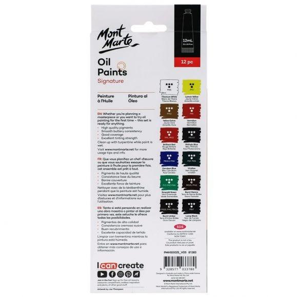 Oil Paints Signature 12pcs x 12ml (0.4oz) - Mont Marte - Glowish