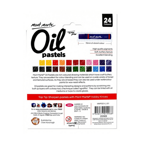 Oil Pastels 24pce, High Quality Pigment Colours - Glowish