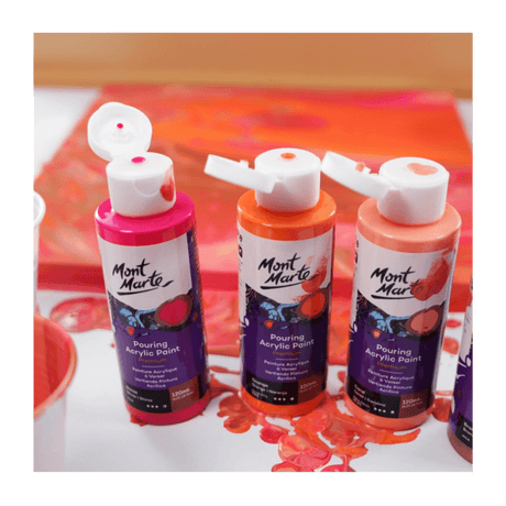 Pouring Paint Kit - Premium Acrylic Paint Set 4x120ml Coral - Glowish