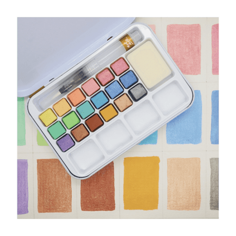 Premium Metallic Watercolour Cake Set in Tin 21pc - Glowish