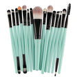 Professional 15 Pcs Cosmetic Makeup Brush Set -Black & Light Green - Glowish