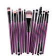 Professional 15 Pcs Cosmetic Makeup Brush Set - Black & Purple - Glowish
