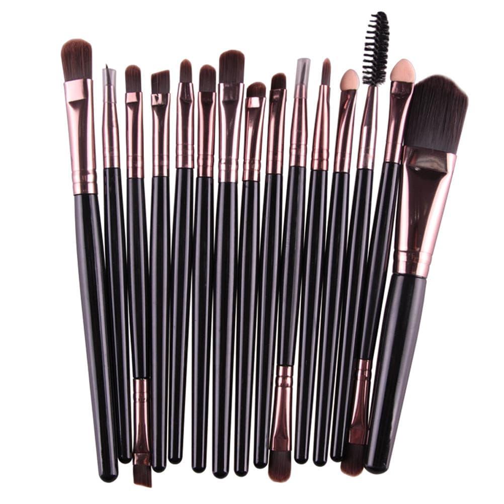 Professional 15 Pcs Cosmetic Makeup Brush *Set* Black - Glowish
