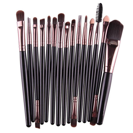 Professional 15 Pcs Cosmetic Makeup Brush *Set* Black - Glowish