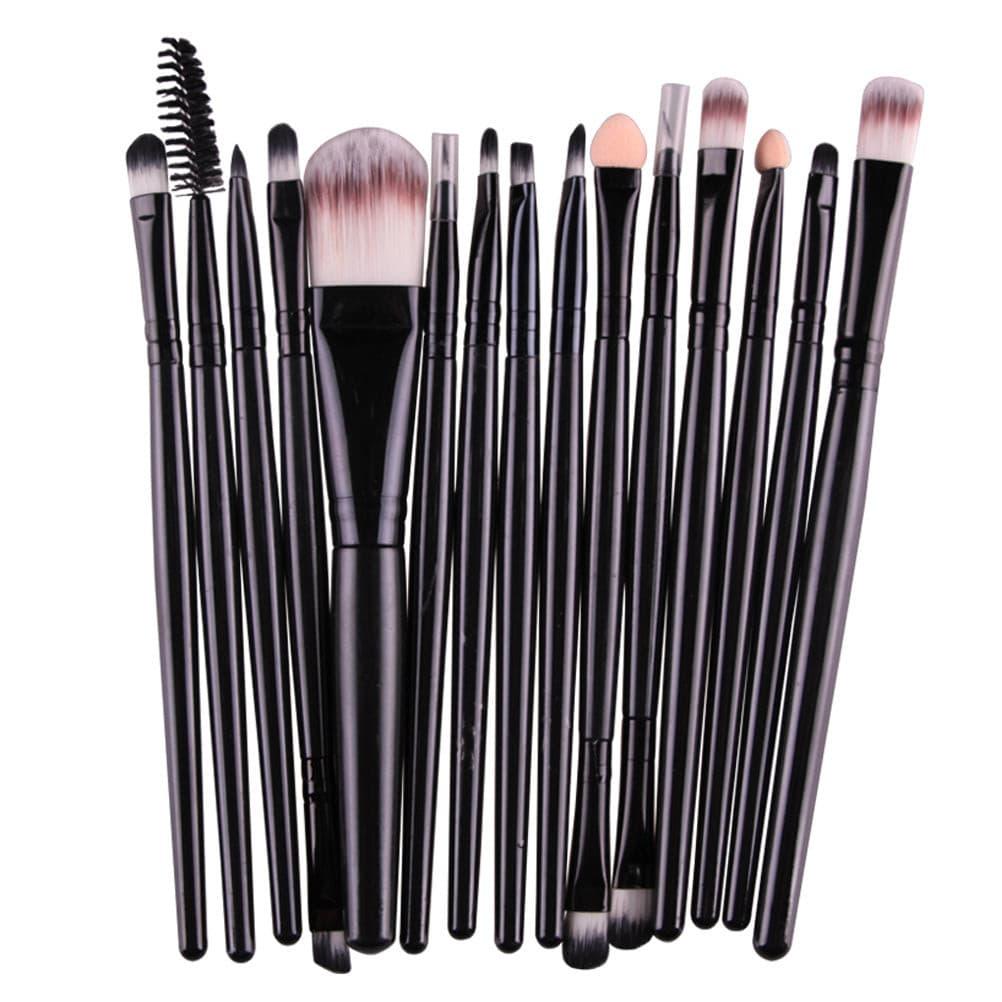 Professional 15 Pcs Cosmetic Makeup Brush *Set* Complete Black - Glowish