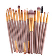 Professional 15 Pcs Cosmetic Makeup Brush Set - Gold & Lite Coffee - Glowish