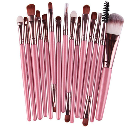 Professional 15 Pcs Cosmetic Makeup Brush Set - Rose Gold & Pink - Glowish