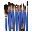Professional 15 Pcs Cosmetic Makeup Brush Set - Rose Gold & Royal Blue - Glowish