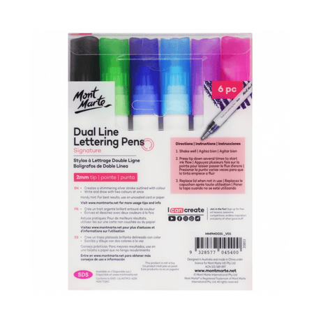 Signature Dual Line Lettering Pens 2mm (0.08in) Tip 6pc - Glowish