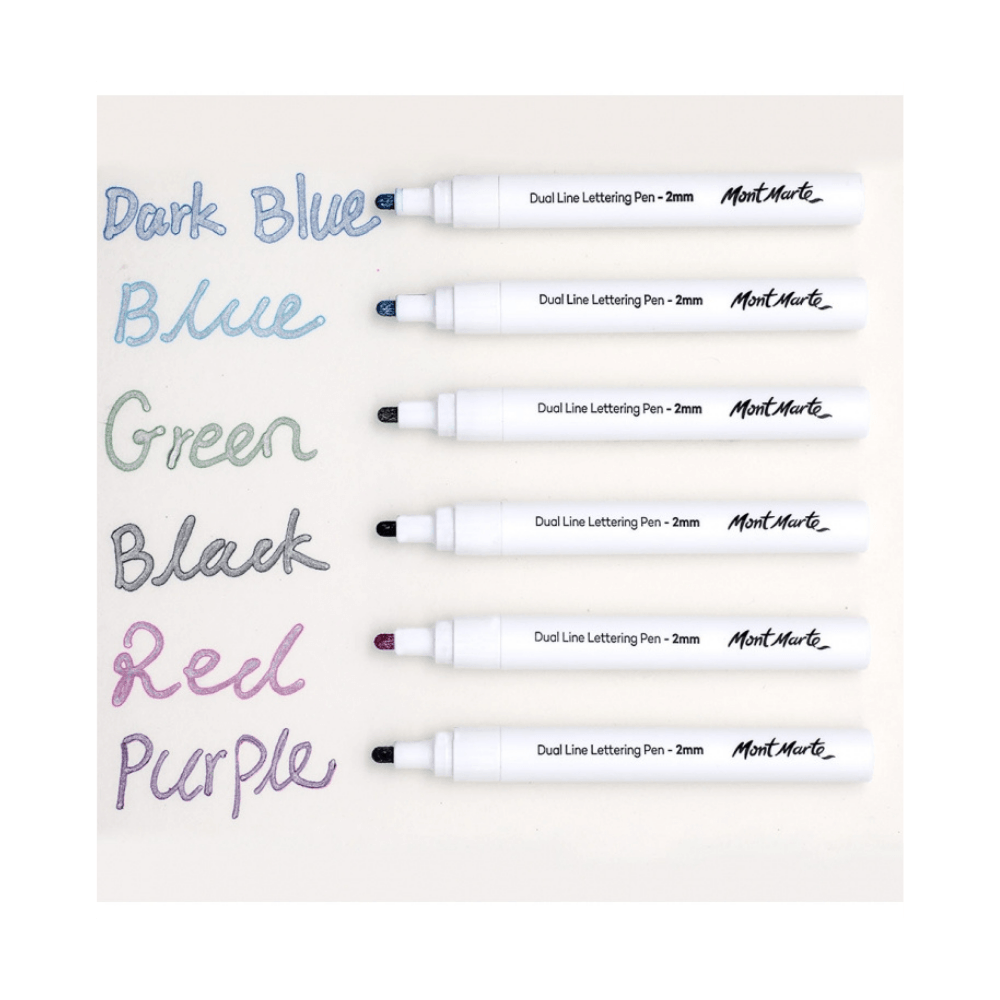 Signature Dual Line Lettering Pens 2mm (0.08in) Tip 6pc - Glowish