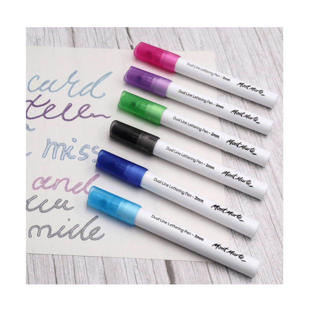 Signature Dual Line Lettering Pens 2mm (0.08in) Tip 6pc - Glowish