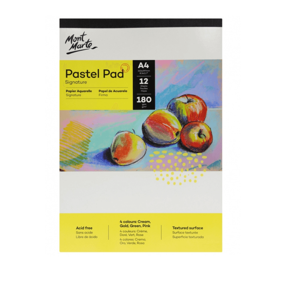 Signature Pastel Pad 4 colours 180gsm 12 Sheet A4 210 x 297mm (8.3 x 11.7in) - Glowish