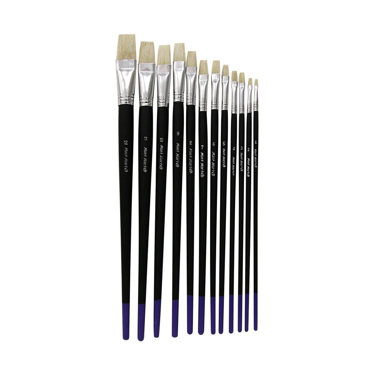 Studio Artist Brushes 12pcs Flat 1-12 - Mont Marte - Glowish