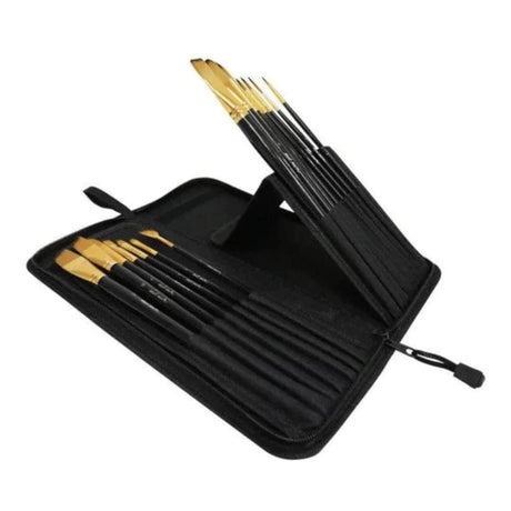 Studio Brush Set In Easel Wallet 15pc - Mont Marte - Glowish