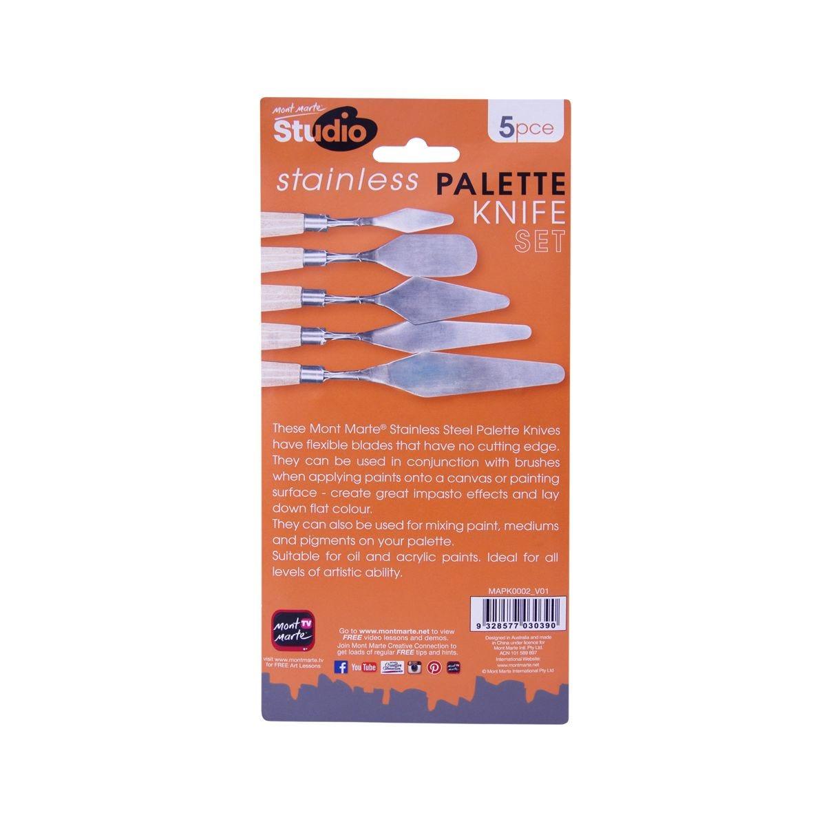 Studio Stainless Palette Knife Set 5pcs - Mont Marte - Glowish