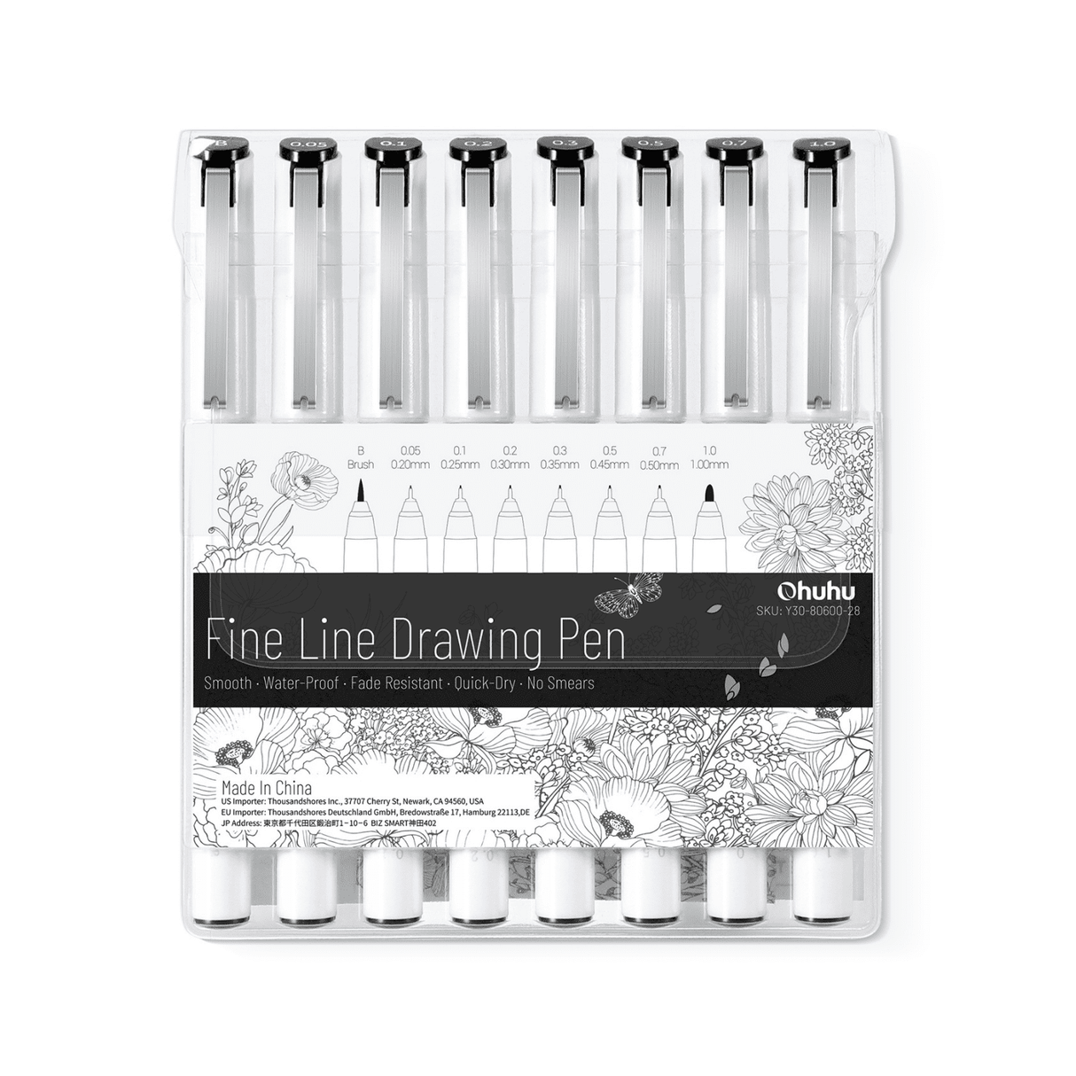 Ohuhu Fineliner Drawing Pens 8 Pack Archival Ink - product shot