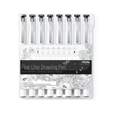 Ohuhu Fineliner Drawing Pens 8 Pack Archival Ink - product shot