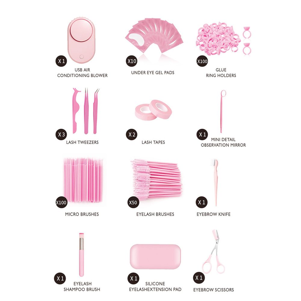 Professional Eyelash Extension Kit with Mini Fan
