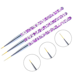 3pcs Acrylic Glitter Nail Art Liner Brush - Glowish