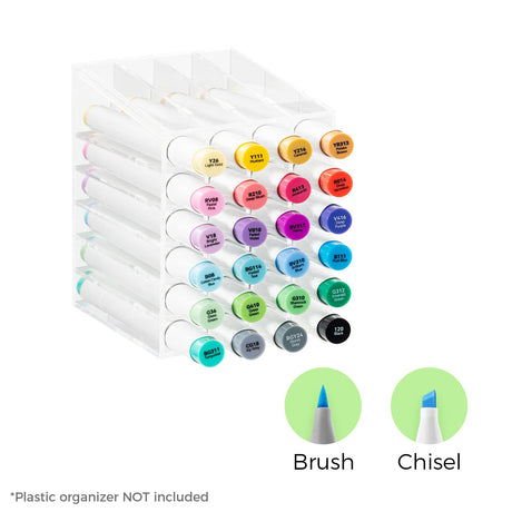 Ohuhu Honolulu 24 Basic Colors Brush and Chisel Dual Tip Alcohol Markers