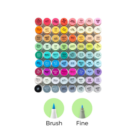 Ohuhu Honolulu B 72 Colors Brush and Fine Dual Tip Alcohol Markers set