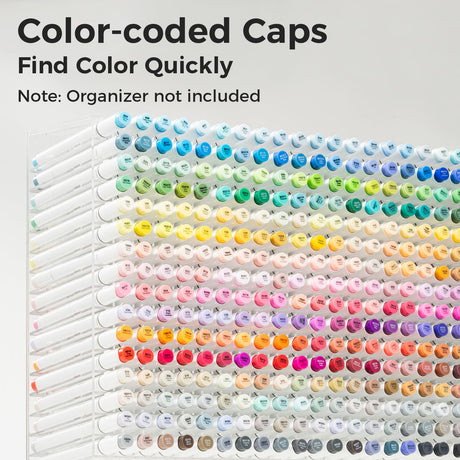 Ohuhu Honolulu 24 Basic alcohol markers colour-coded caps