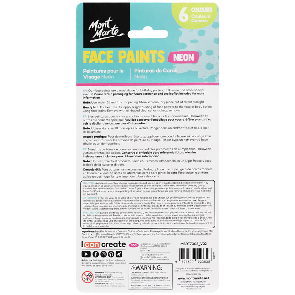 Kids Face Painting Set Neon - Mont Marte - Glowish