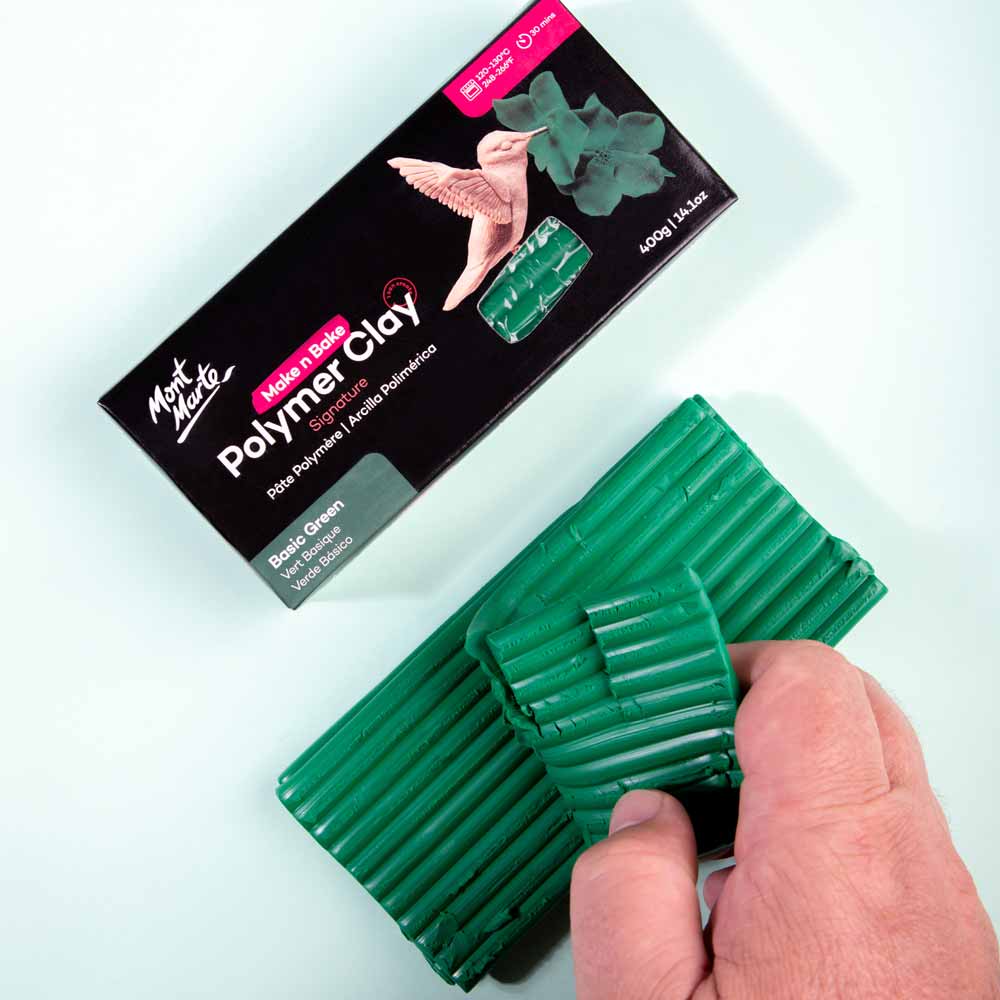 Make n Bake Polymer Clay Signature 400g Basic Green - Mont Marte - Glowish
