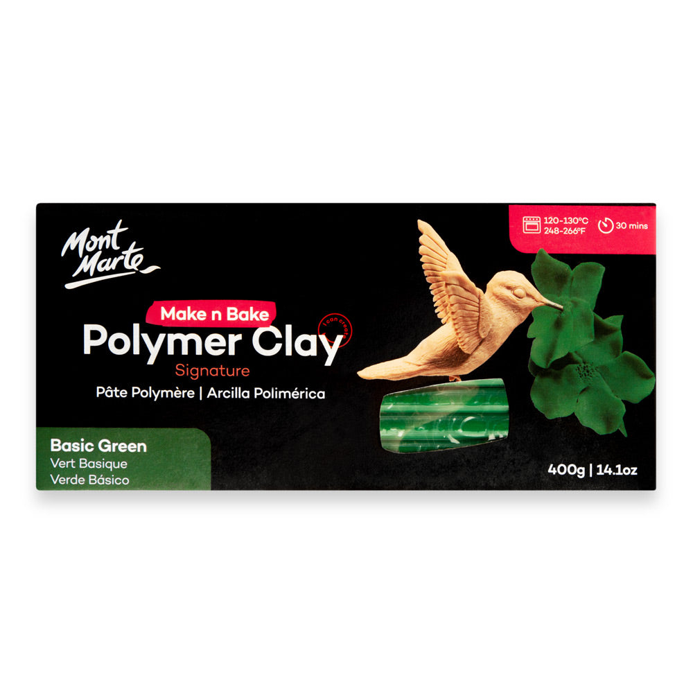 Make n Bake Polymer Clay Signature 400g Basic Green - Mont Marte - Glowish