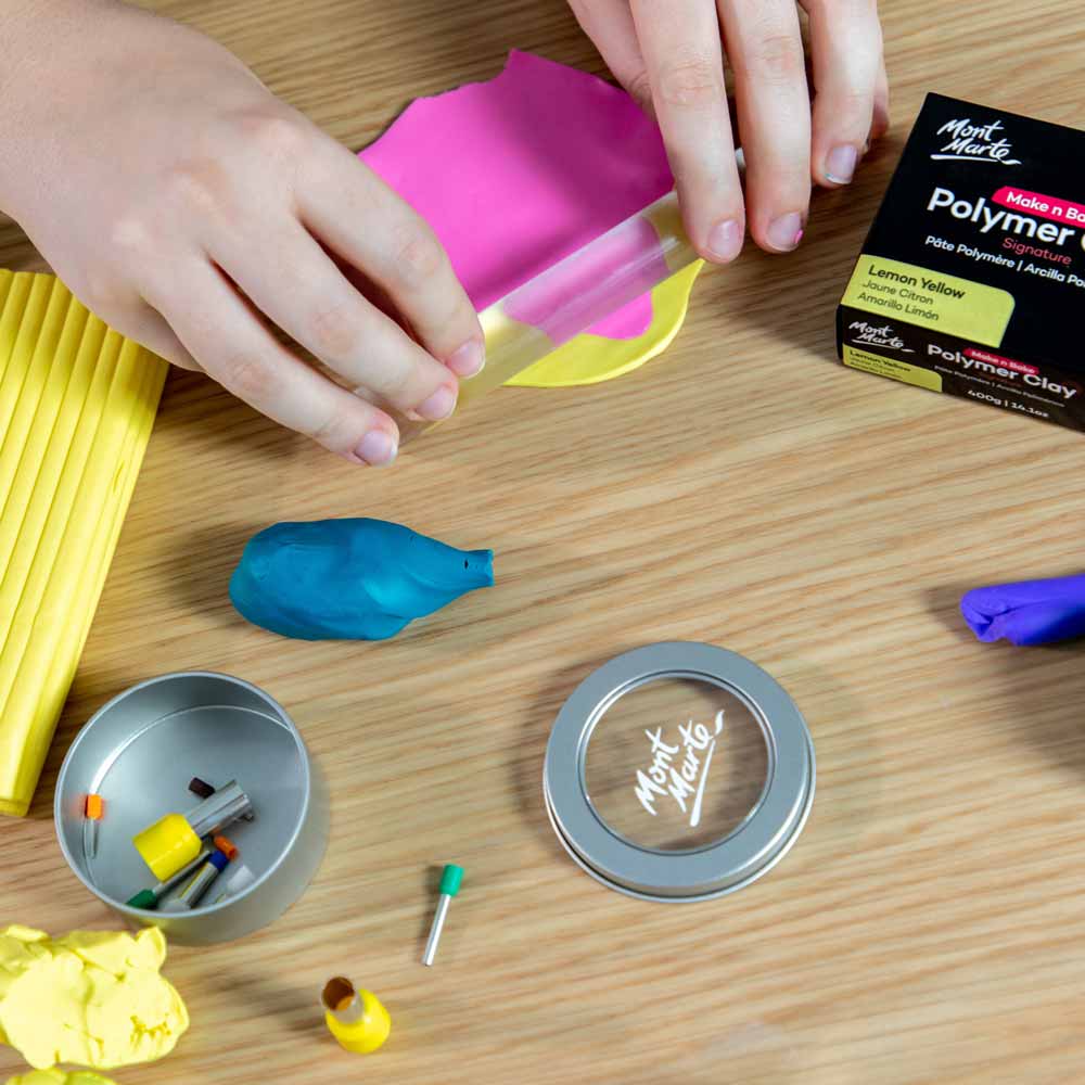 Make n Bake Polymer Clay Signature 400g Mid Grey - Mont Marte - Glowish