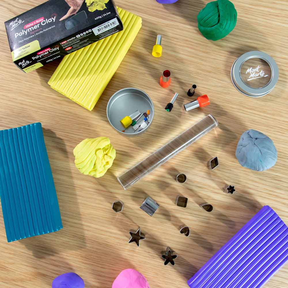 Make n Bake Polymer Clay Signature 400g Mid Grey - Mont Marte - Glowish