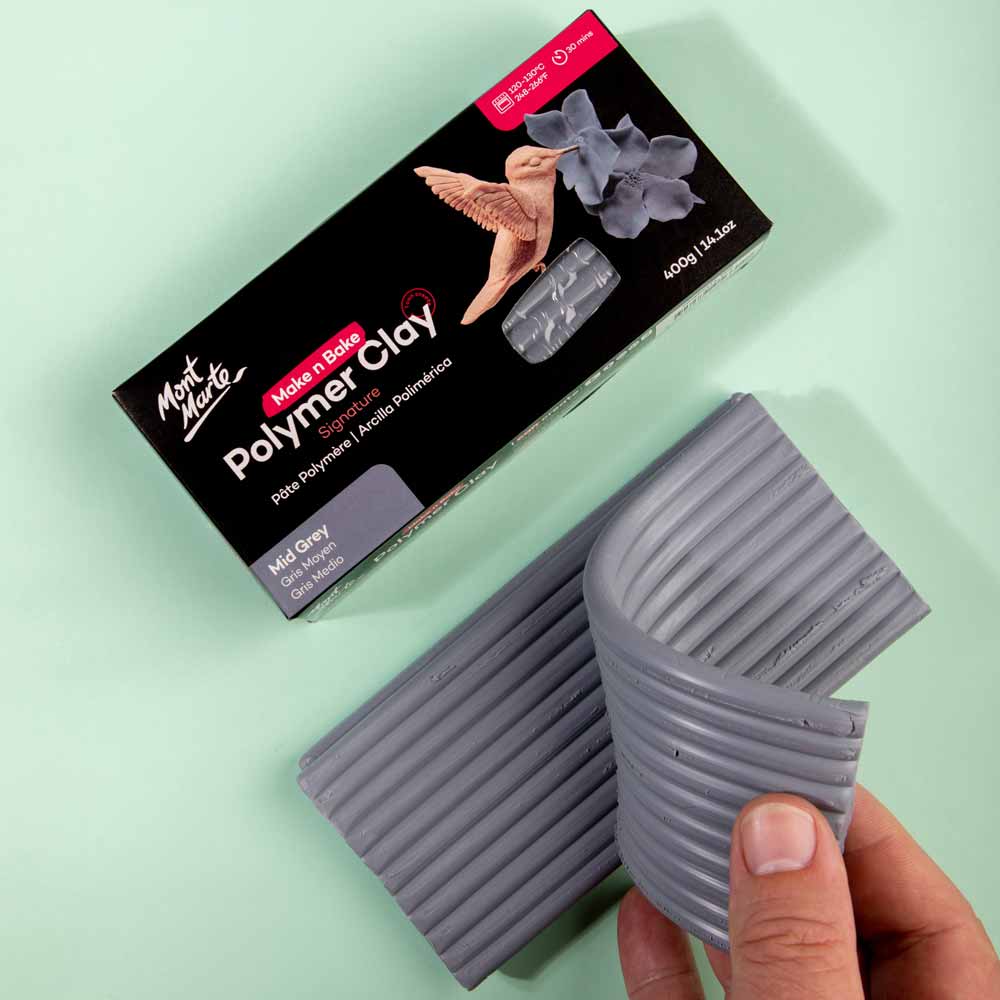Make n Bake Polymer Clay Signature 400g Mid Grey - Mont Marte - Glowish