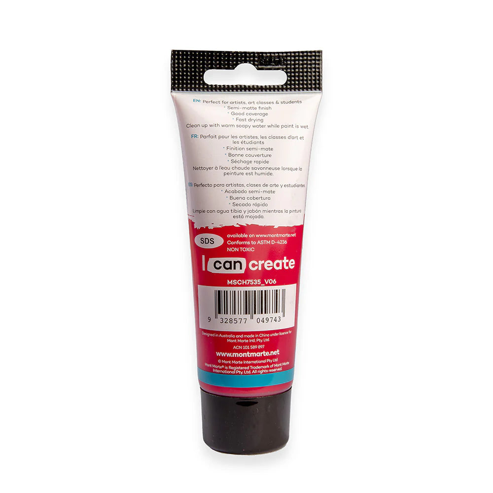 Mont Marte Studio Acrylic Paint Tube 75ml  - Rose Madder