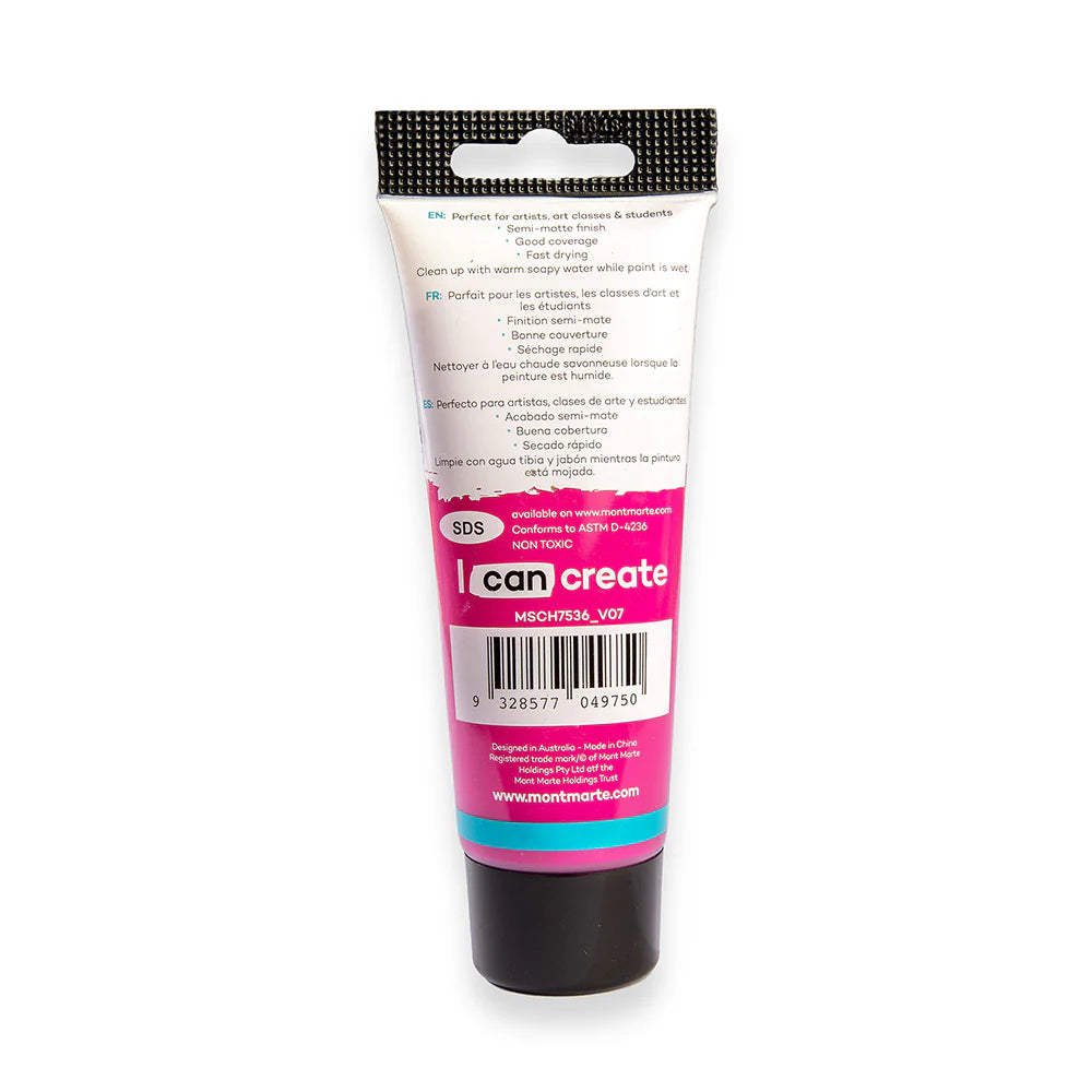 Mont Marte Studio Acrylic Paint Tube 75ml - Cerise