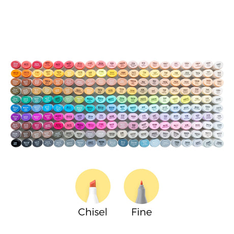 Ohuhu Oahu 200 Colors Fine and Chisel Dual Tip Alcohol Markers
