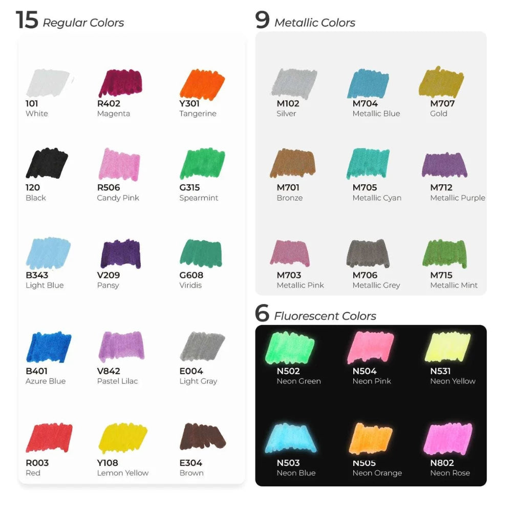 Ohuhu Acrylic Markers 30 Colours - Glowish