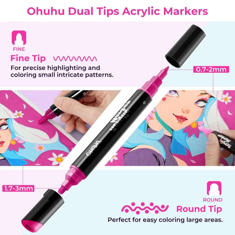 Ohuhu Acrylic Markers 30 Colours - Glowish