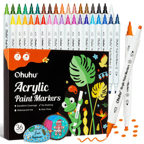 Ohuhu Acrylic Paint Markers 36 Colours Fine & Dot - Glowish