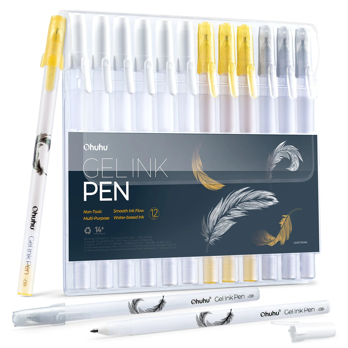 Ohuhu Gold Silver White Gel Pens: 12 Pack