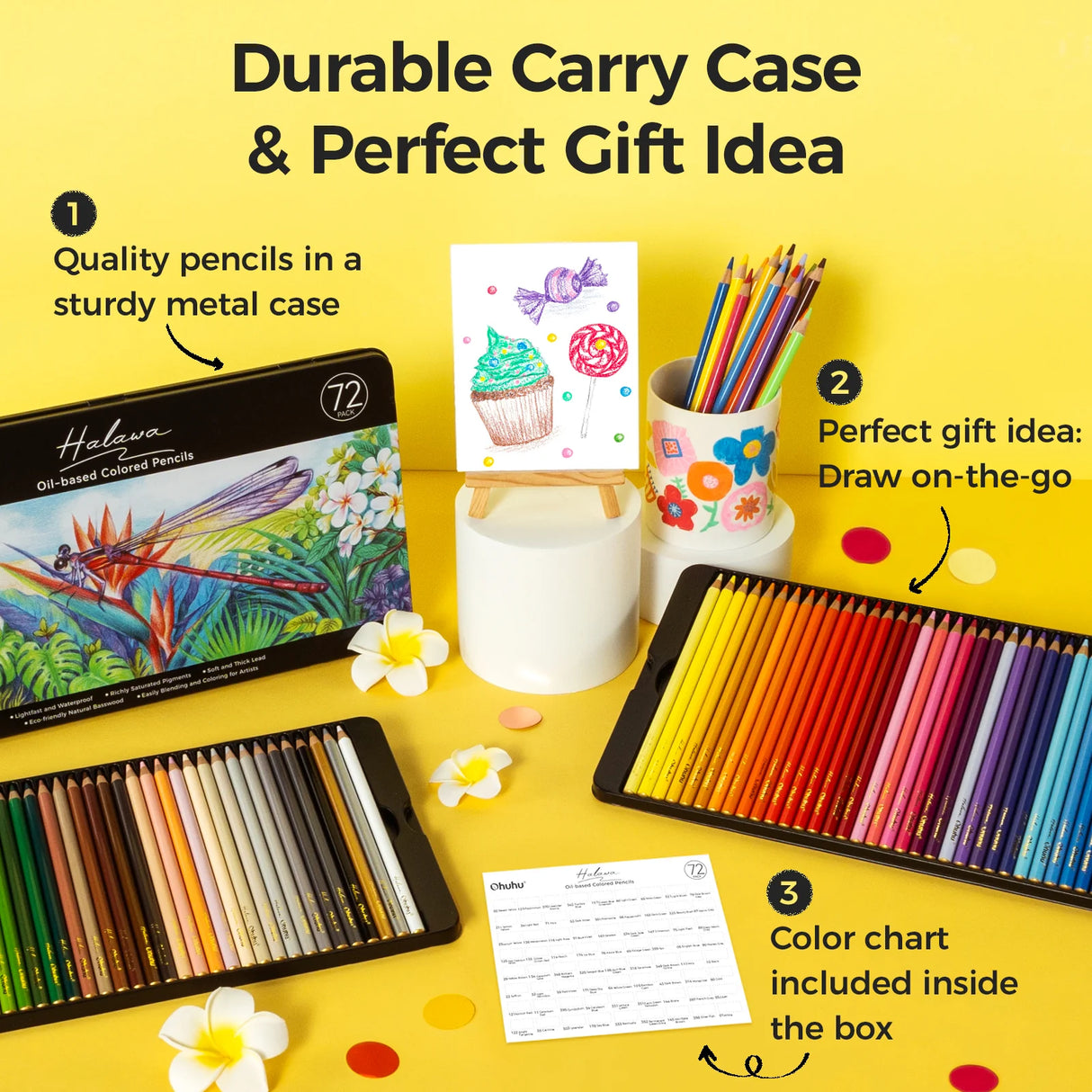 Ohuhu Halawa Series 72 Colours Oil-based Coloured Pencils