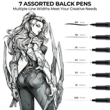 Ohuhu Hana Coloured Fineliner Drawing Pens, 18 Pack