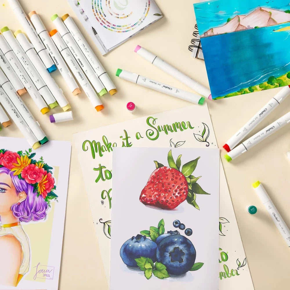 Ohuhu Honolulu 104 Colours Dual Tip Alcohol Art Markers - Glowish
