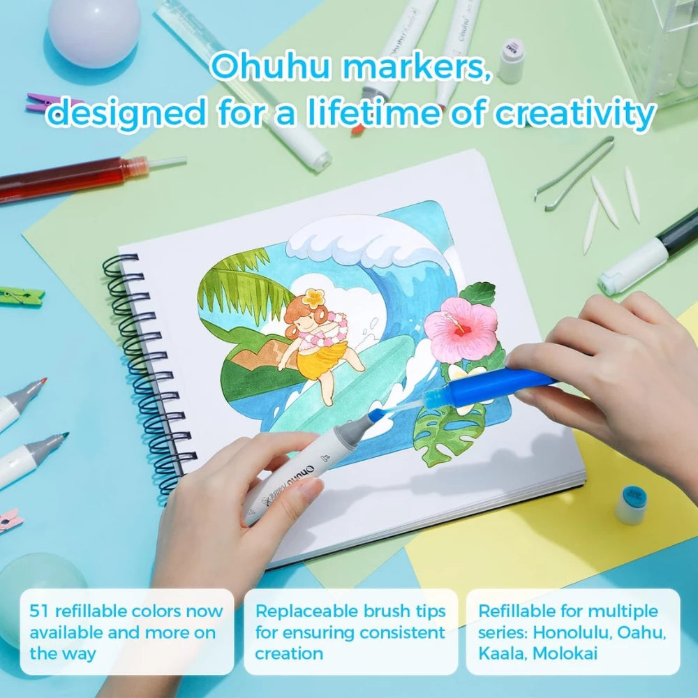 Ohuhu Honolulu 104 Colours Dual Tip Alcohol Art Markers - Glowish