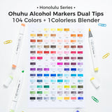 Ohuhu Honolulu 104 Colours Dual Tip Alcohol Art Markers - Glowish
