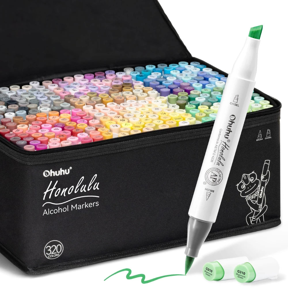 Ohuhu Honolulu 320 Colours Dual Tip Alcohol Art Markers - Glowish
