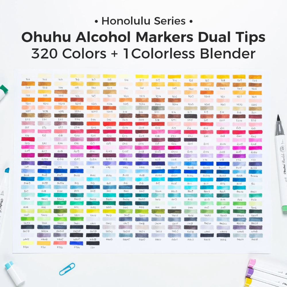 Ohuhu Honolulu 320 Colours Dual Tip Alcohol Art Markers - Glowish
