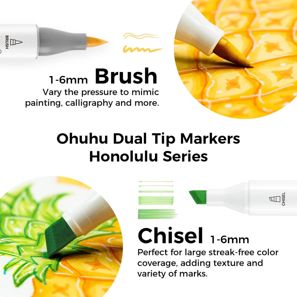 Ohuhu Honolulu 320 Colours Dual Tip Alcohol Art Markers - Glowish